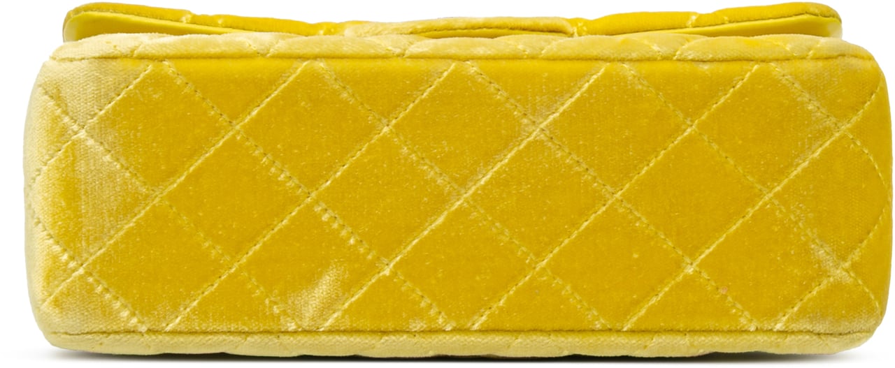 Chanel Mini Rectangular Classic Velvet Single Flap Geel