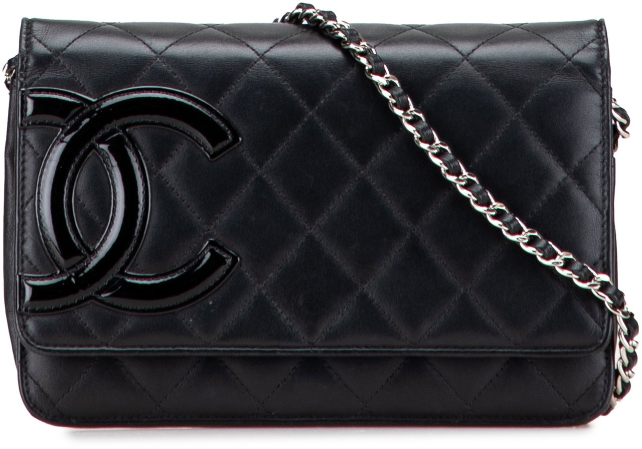 Chanel Lambskin Cambon Ligne Wallet On Chain Zwart