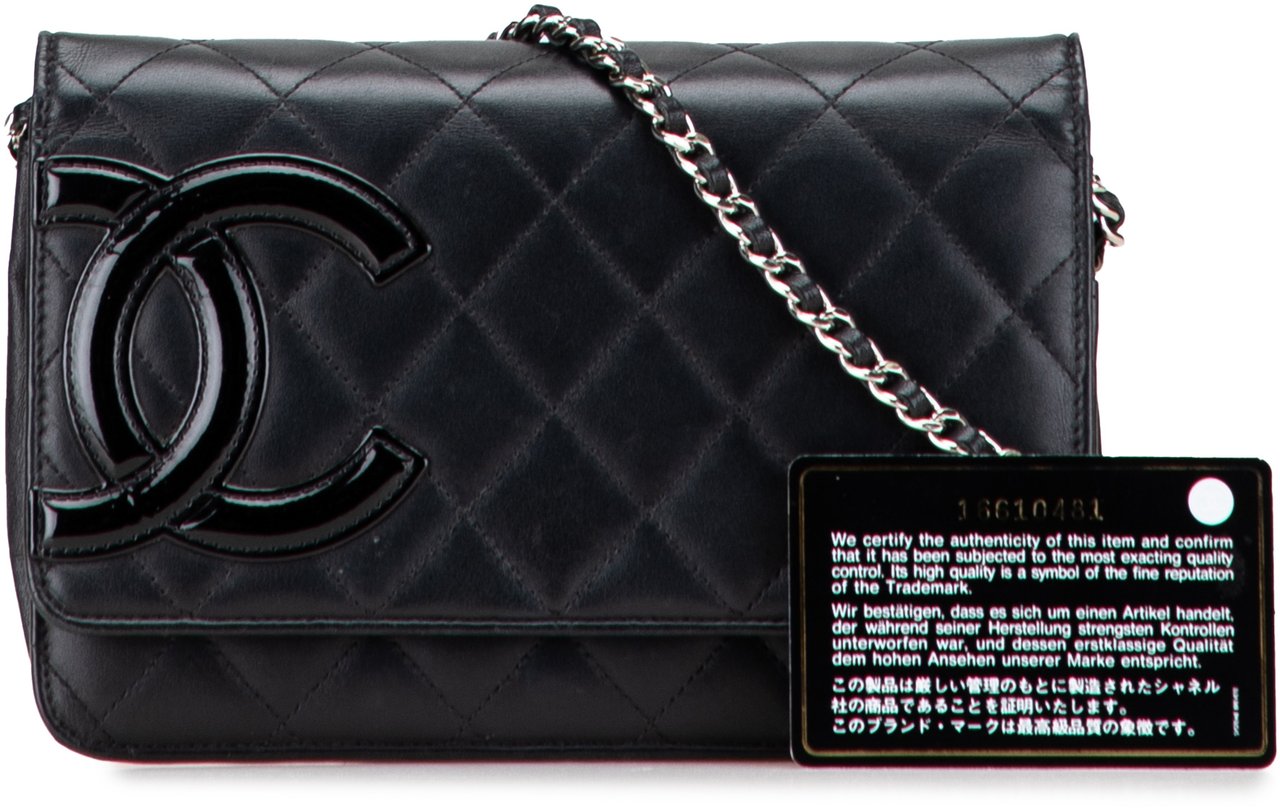 Chanel Lambskin Cambon Ligne Wallet On Chain Zwart