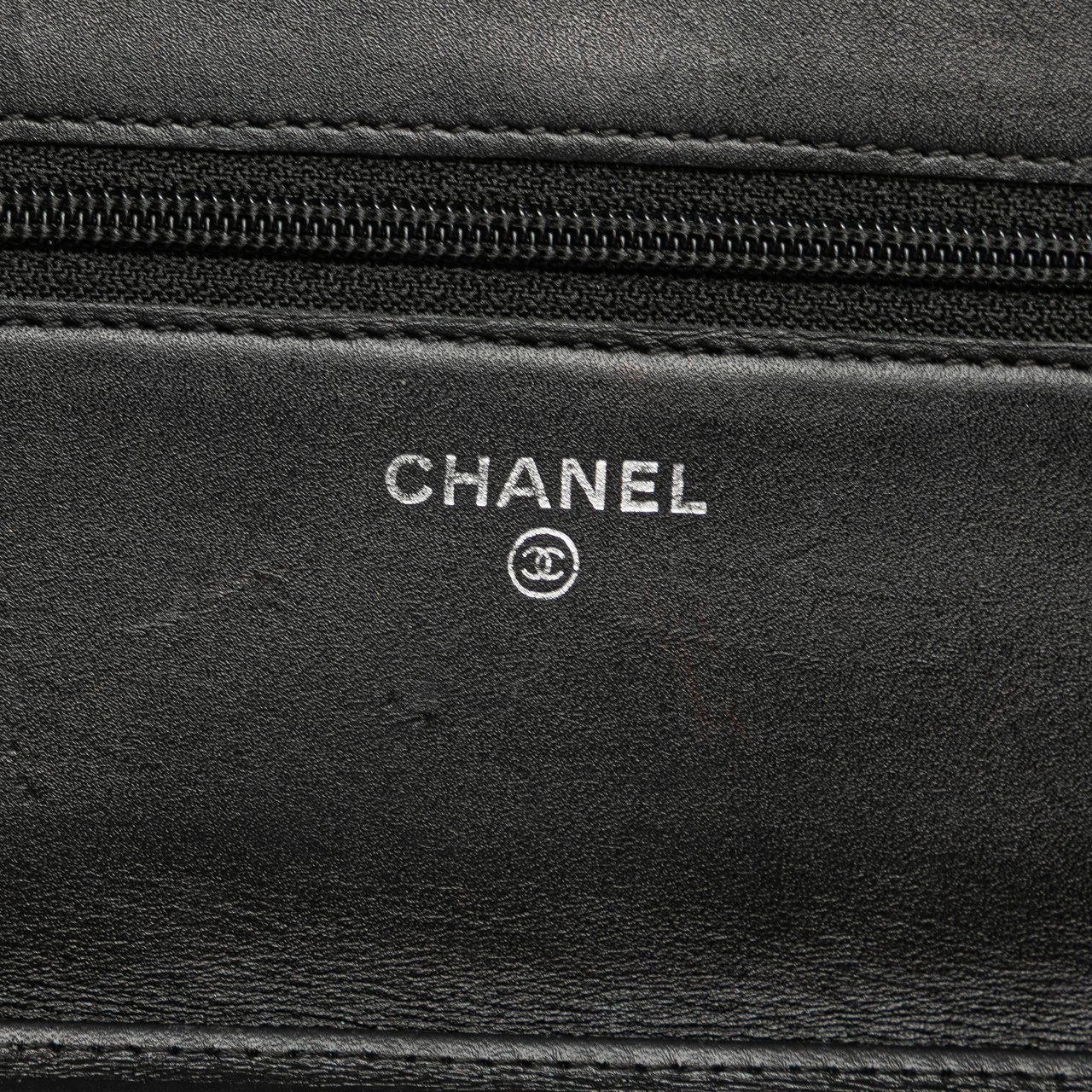 Chanel Lambskin Cambon Ligne Wallet On Chain Zwart