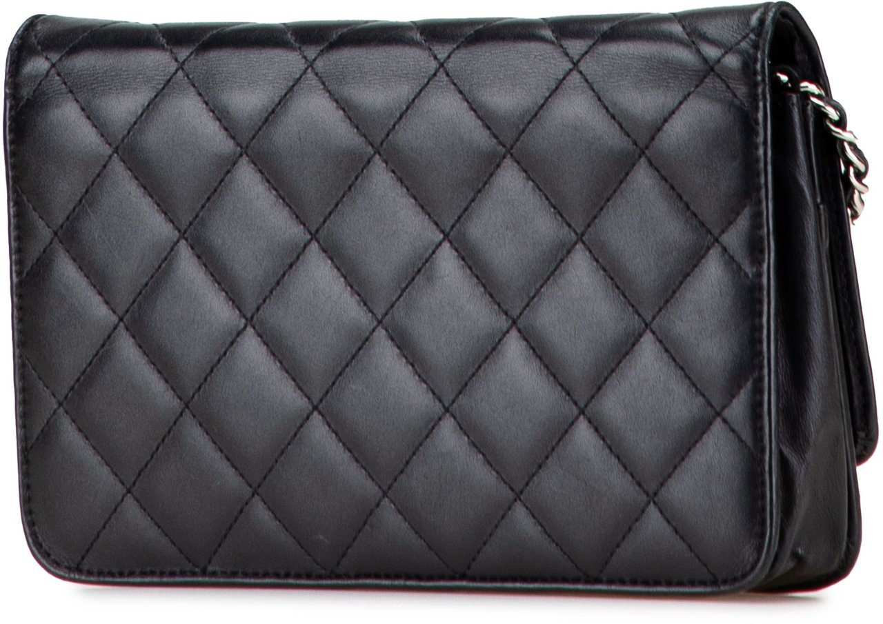 Chanel Lambskin Cambon Ligne Wallet On Chain Zwart