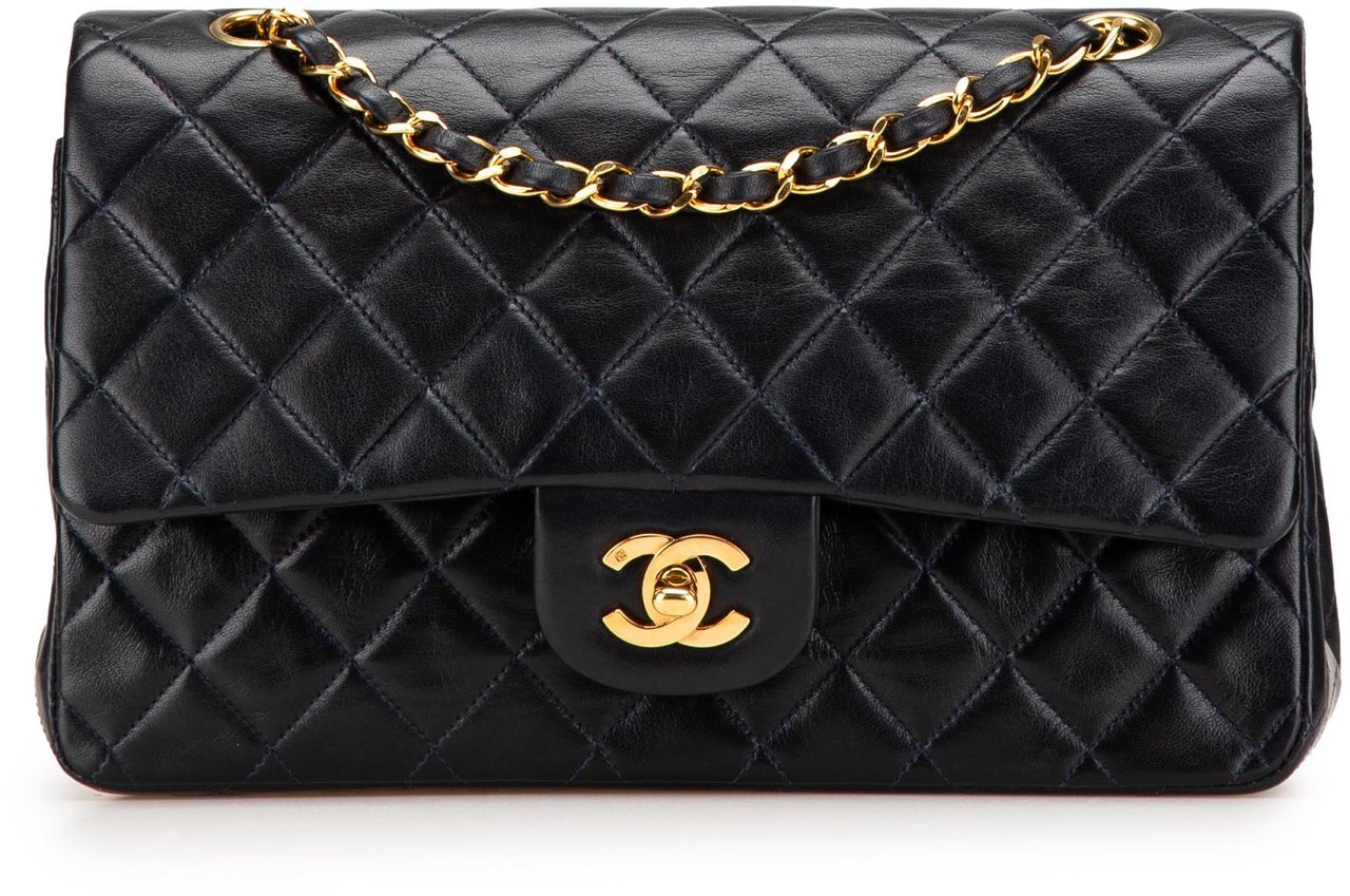 Chanel Medium Classic Lambskin Double Flap Blauw