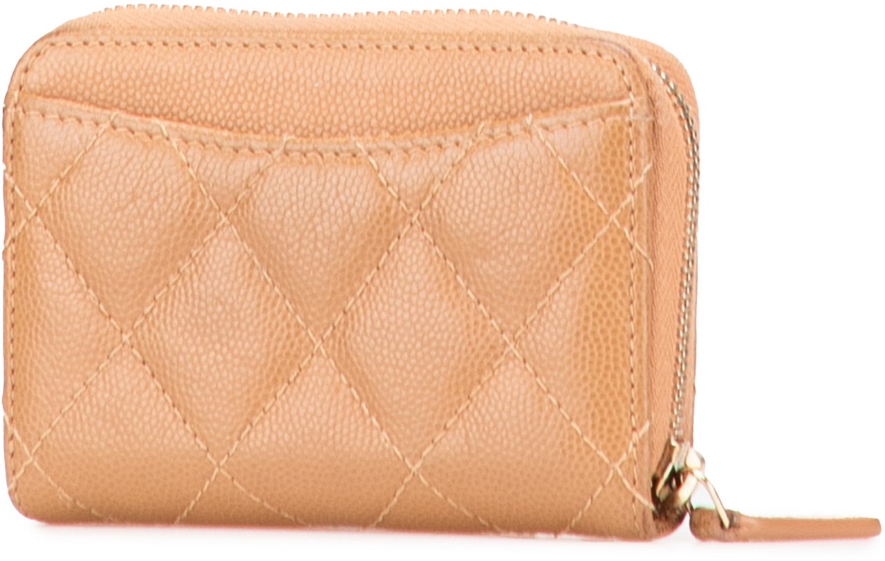 Chanel CC Quilted Caviar Zip Around Coin Purse Bruin