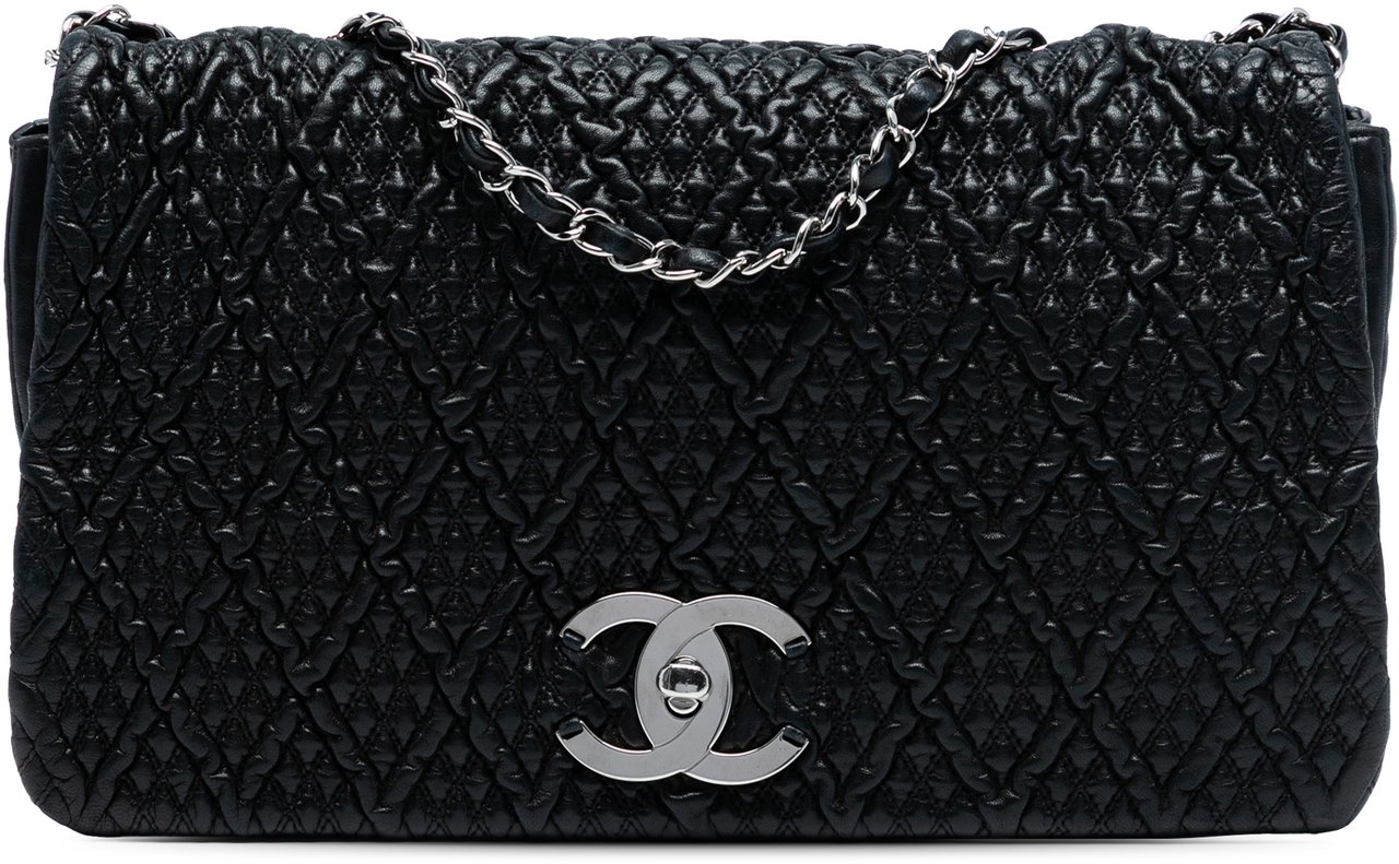 Chanel CC Quilted Astrakhan Flap Zwart