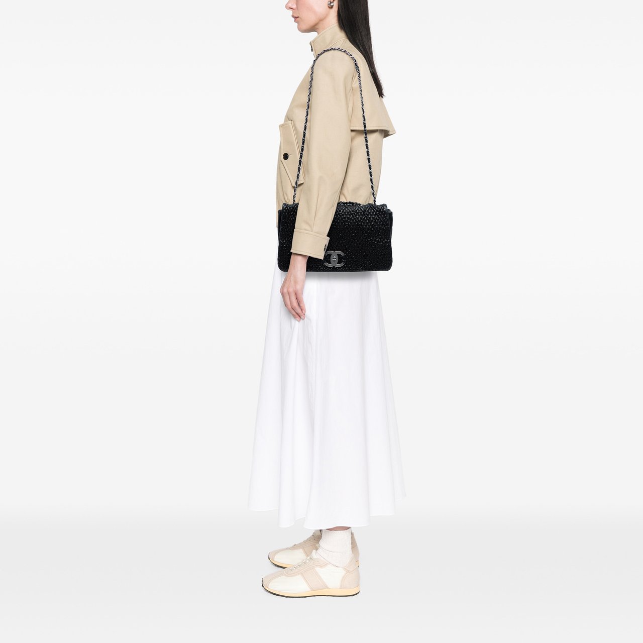 Chanel CC Quilted Astrakhan Flap Zwart