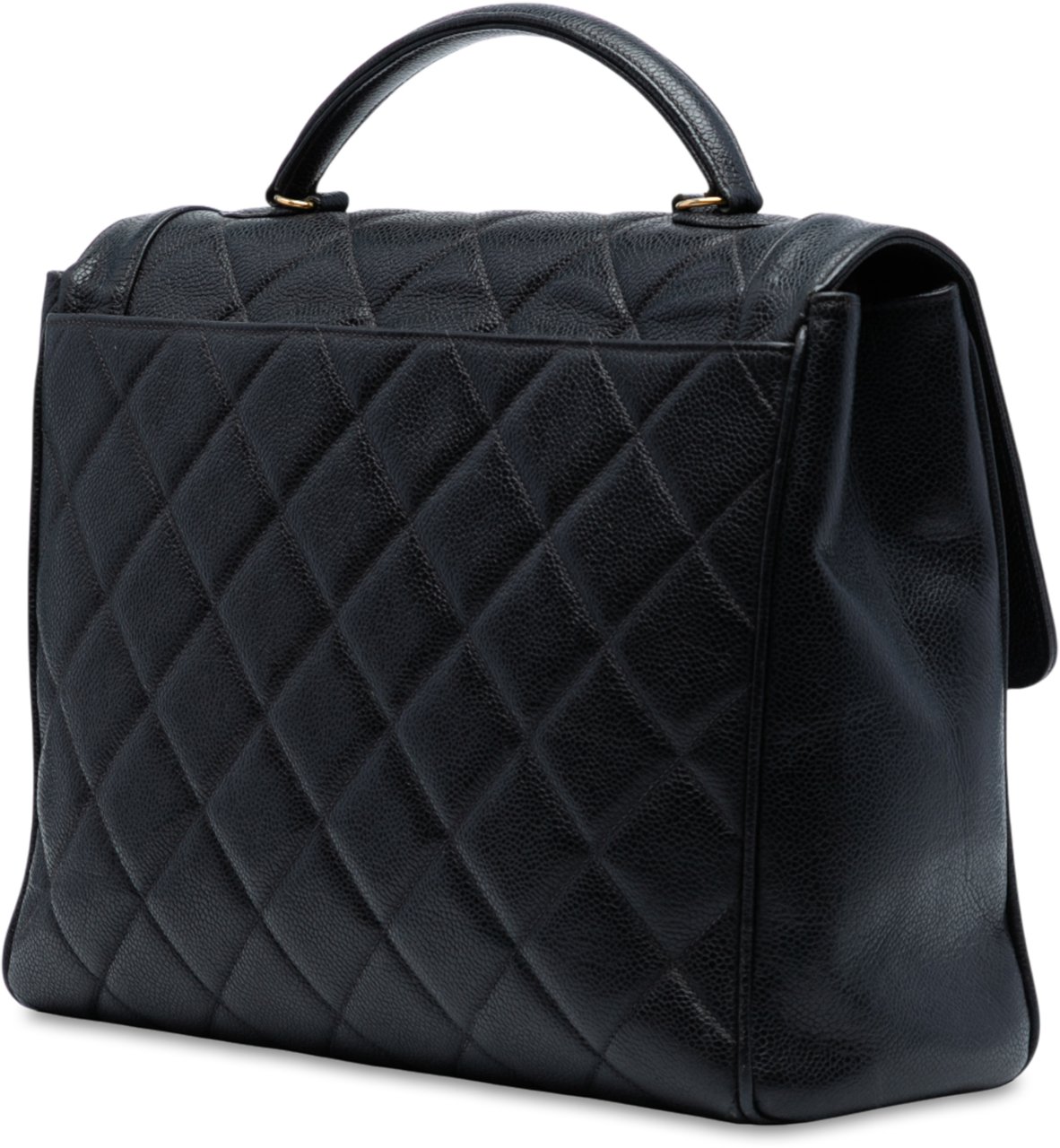 Chanel Jumbo CC Quilted Caviar Kelly Top Handle Bag Zwart