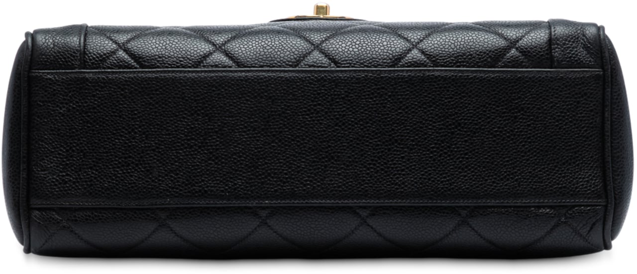 Chanel Jumbo CC Quilted Caviar Kelly Top Handle Bag Zwart