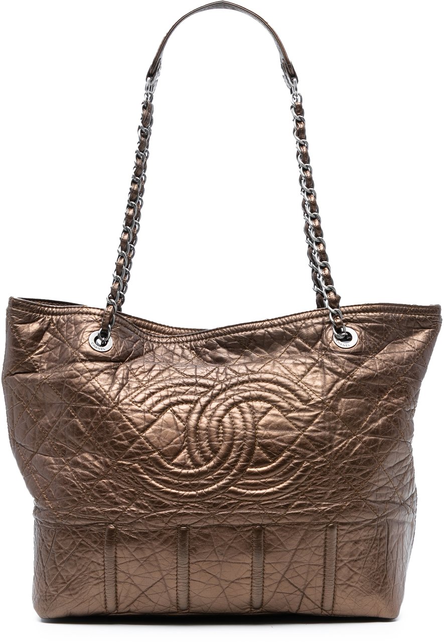 Chanel Distressed Calfskin Shopping In Moscow Tote Bruin