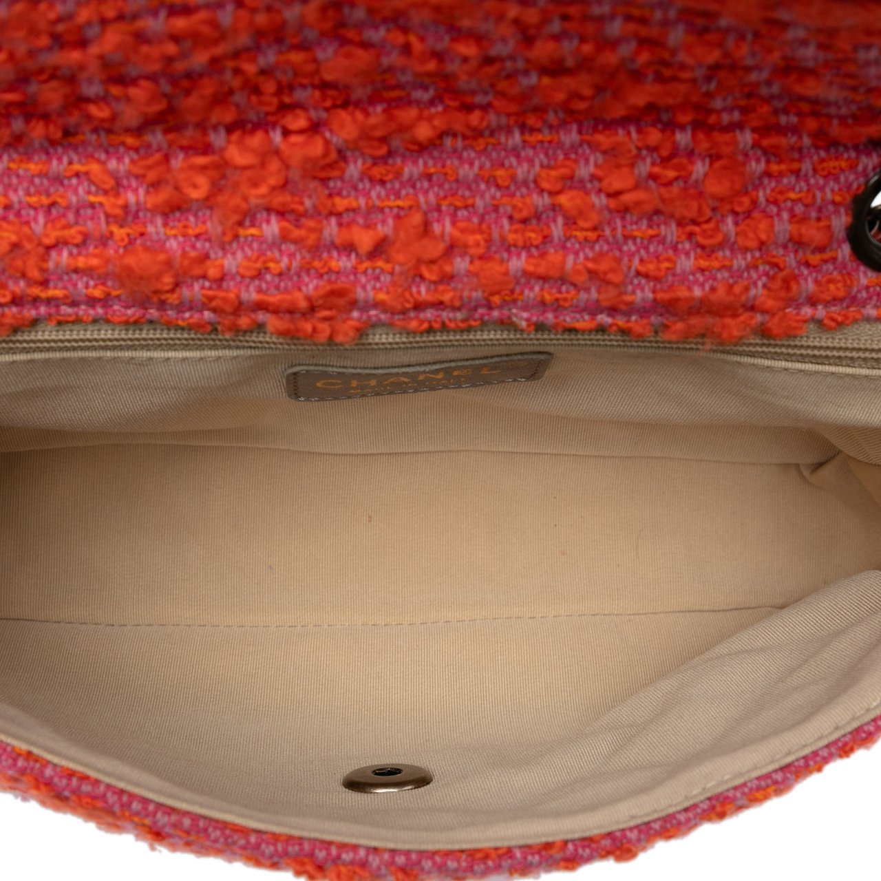 Chanel CC Quilted Tweed Flap Oranje