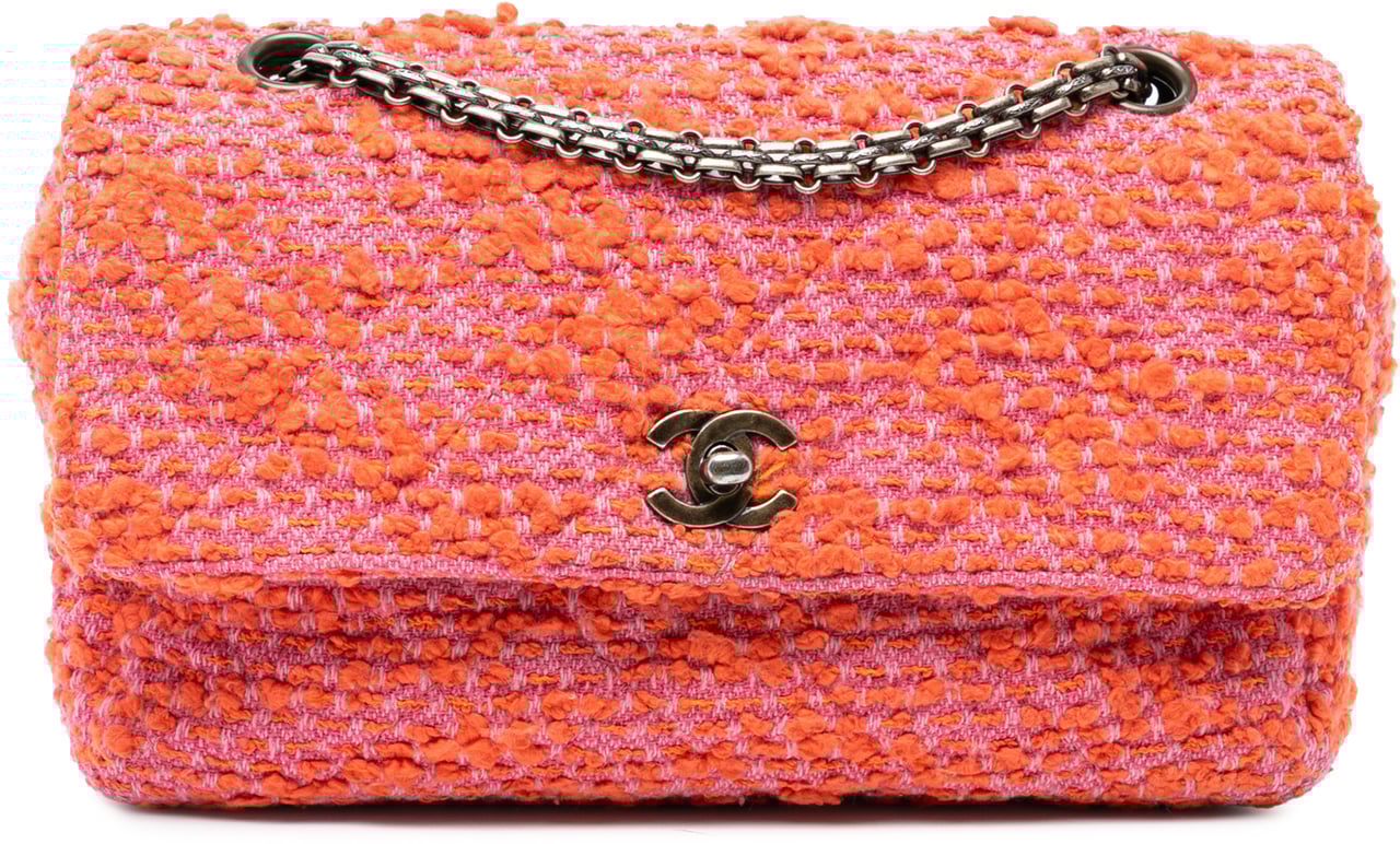 Chanel CC Quilted Tweed Flap Oranje