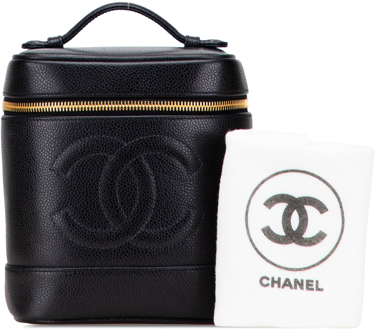 Chanel CC Caviar Vanity Case Zwart