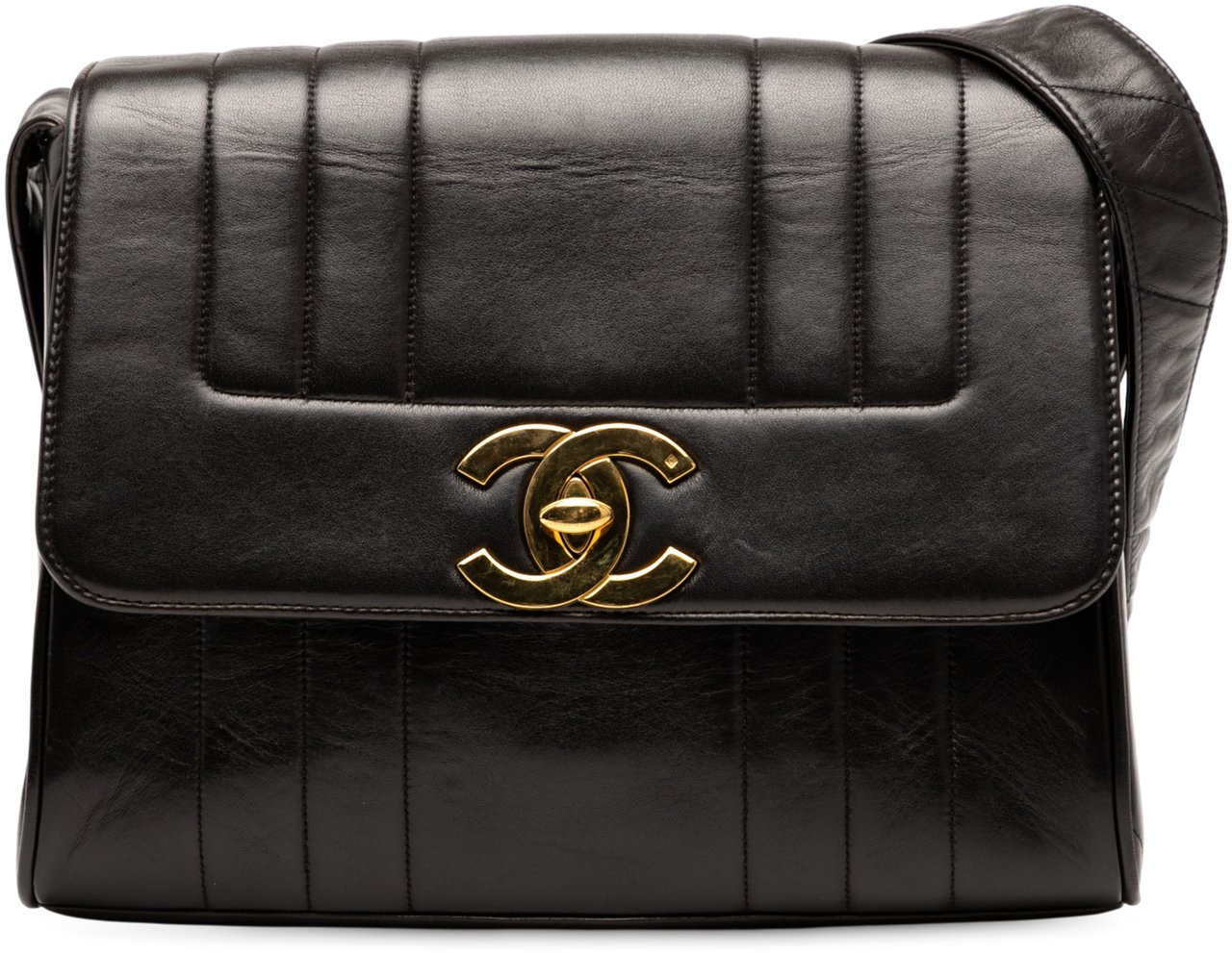 Chanel Vertical Quilt Lambskin Flap Zwart