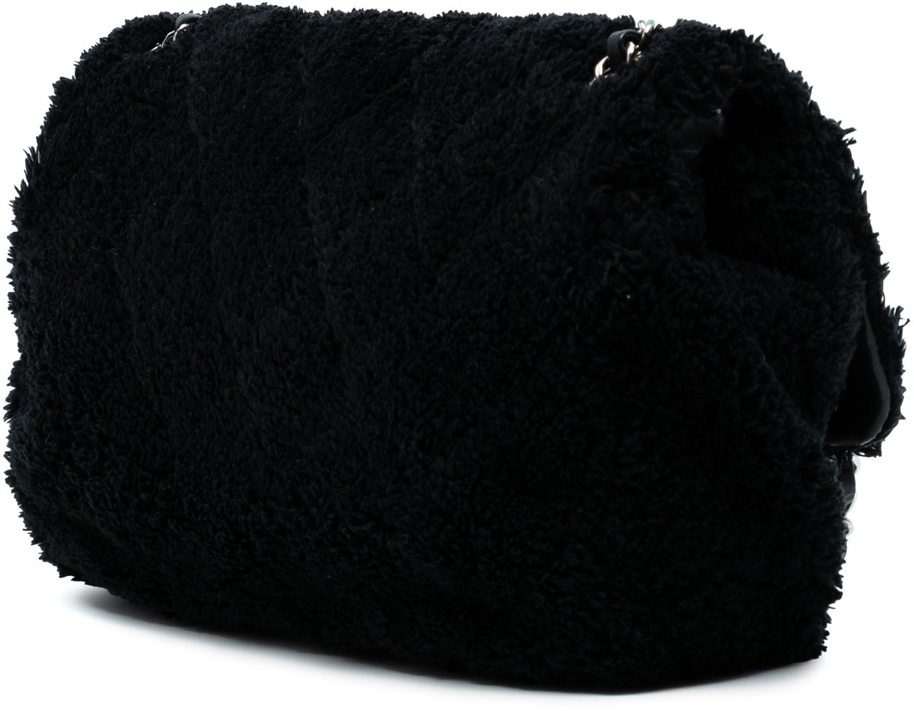 Chanel Jumbo Quilted Shearling Single Flap Zwart