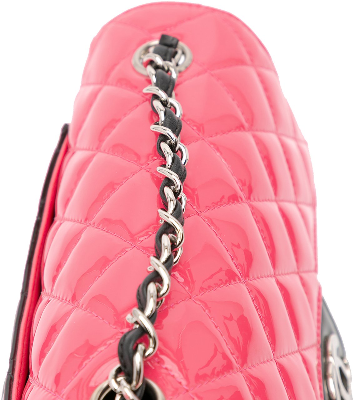 Chanel Mini Rectangular Bicolor Patent Leather Flap Bag Roze