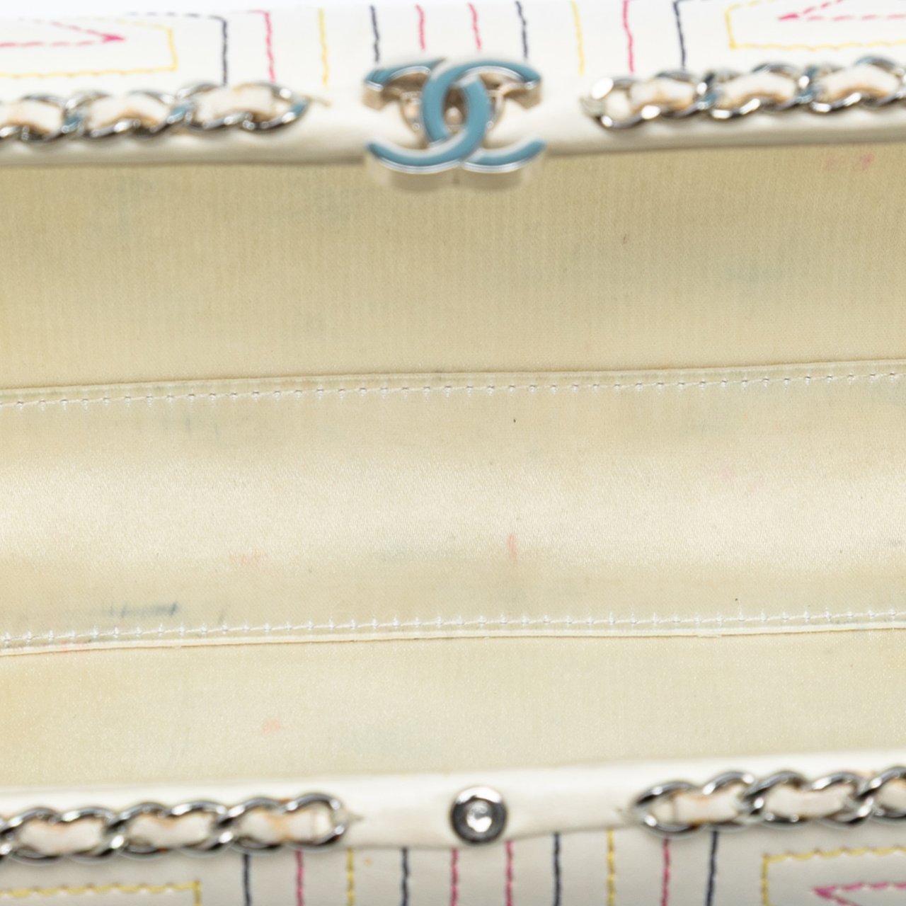 Chanel Quilted Calfskin Korean Garden Clutch on Chain Wit