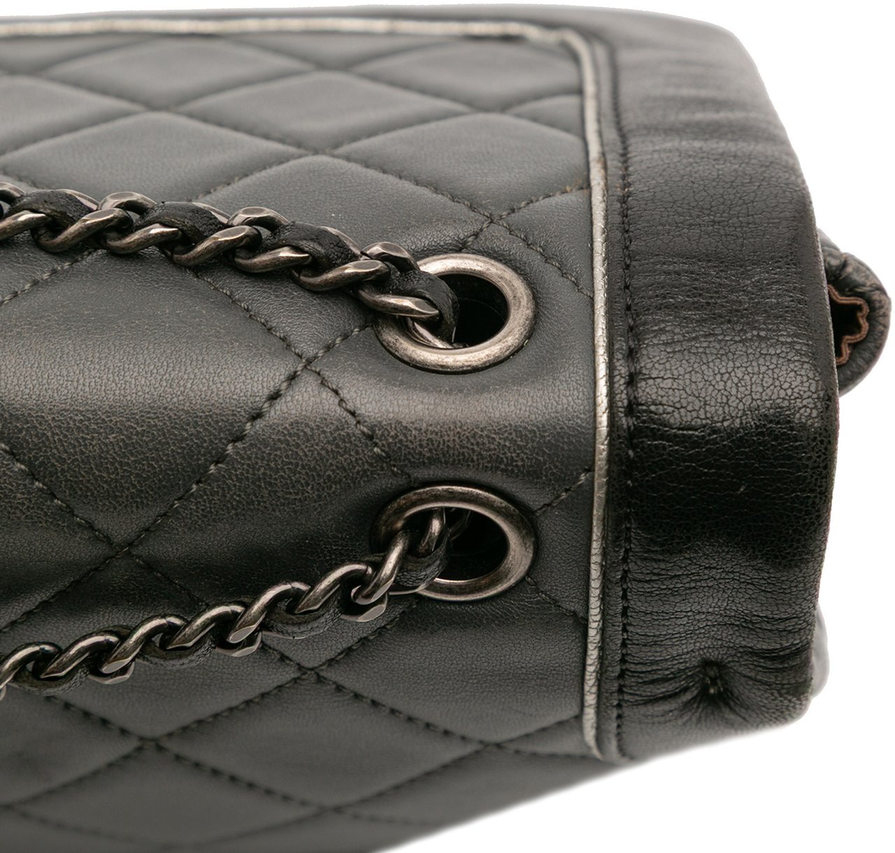 Chanel Paris Salzburg Jumbo Bicolor Quilted Lambskin Tyrolean Flap Grijs