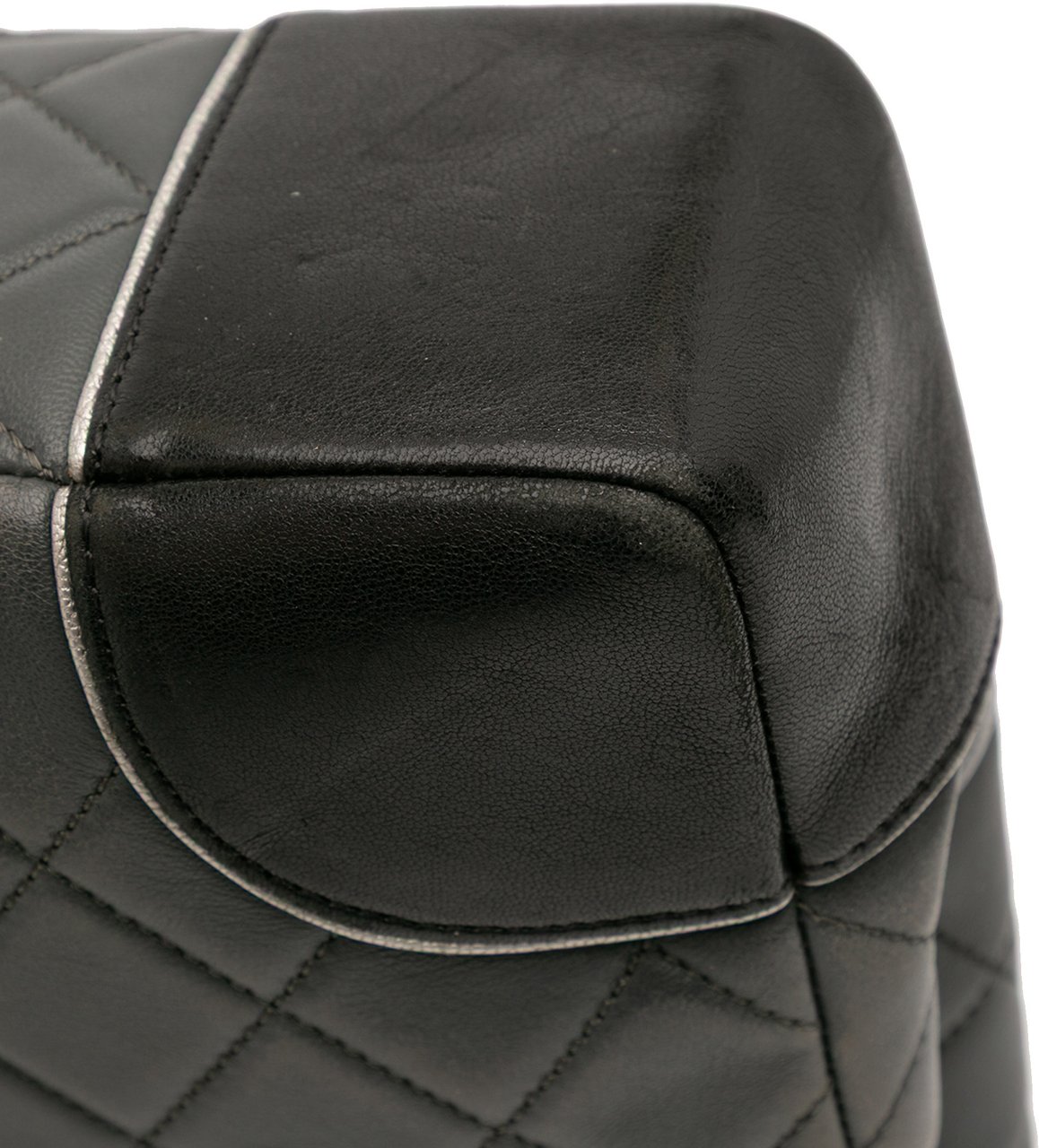 Chanel Paris Salzburg Jumbo Bicolor Quilted Lambskin Tyrolean Flap Grijs