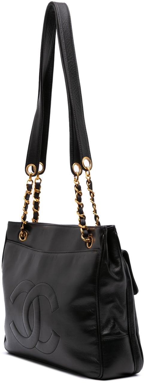 Chanel CC Lambskin Front Pocket Tote Zwart