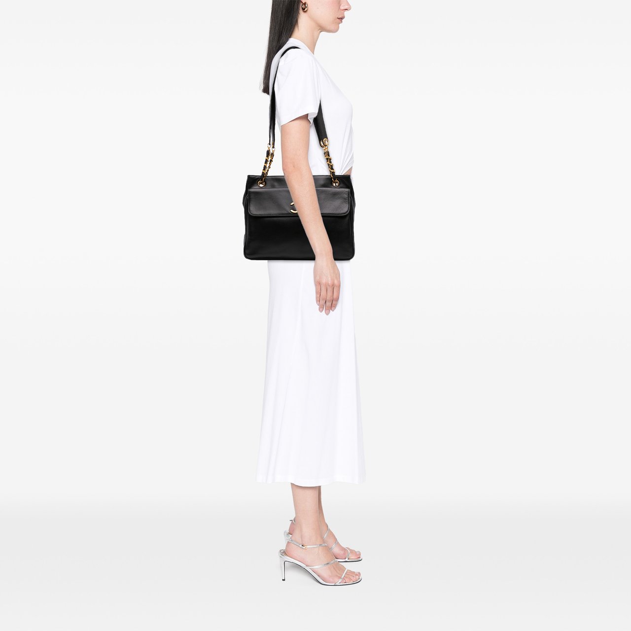 Chanel CC Lambskin Front Pocket Tote Zwart