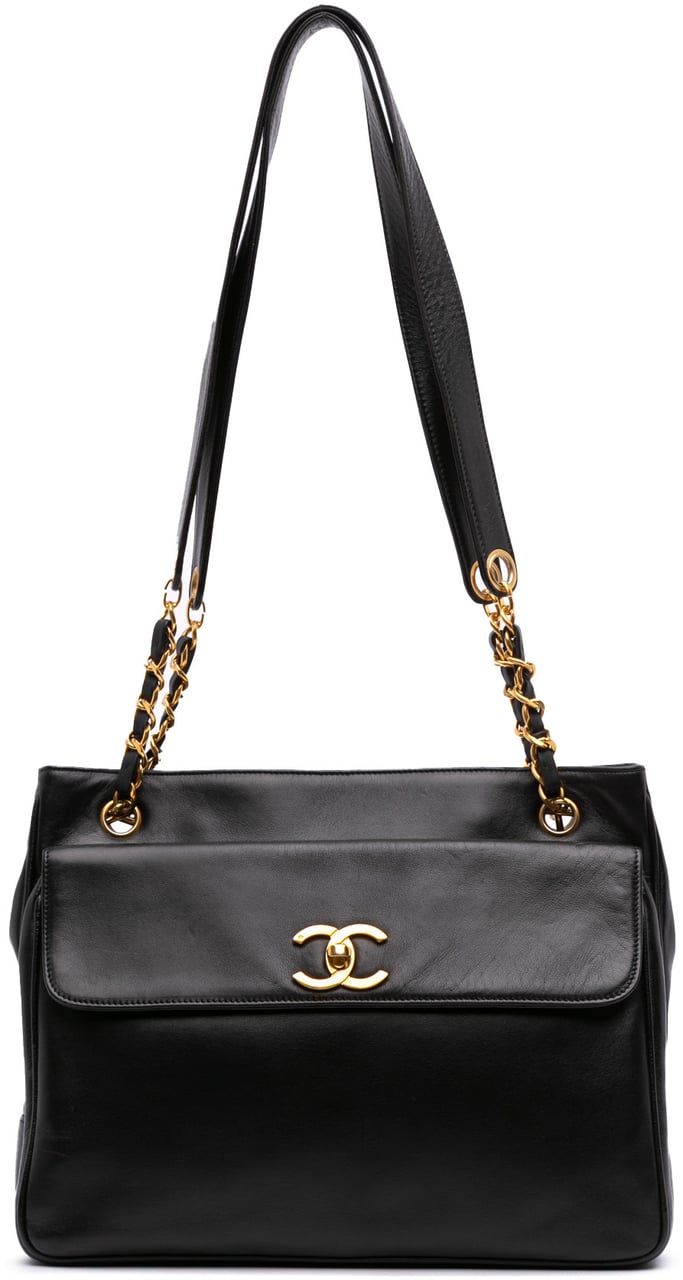 Chanel CC Lambskin Front Pocket Tote Zwart