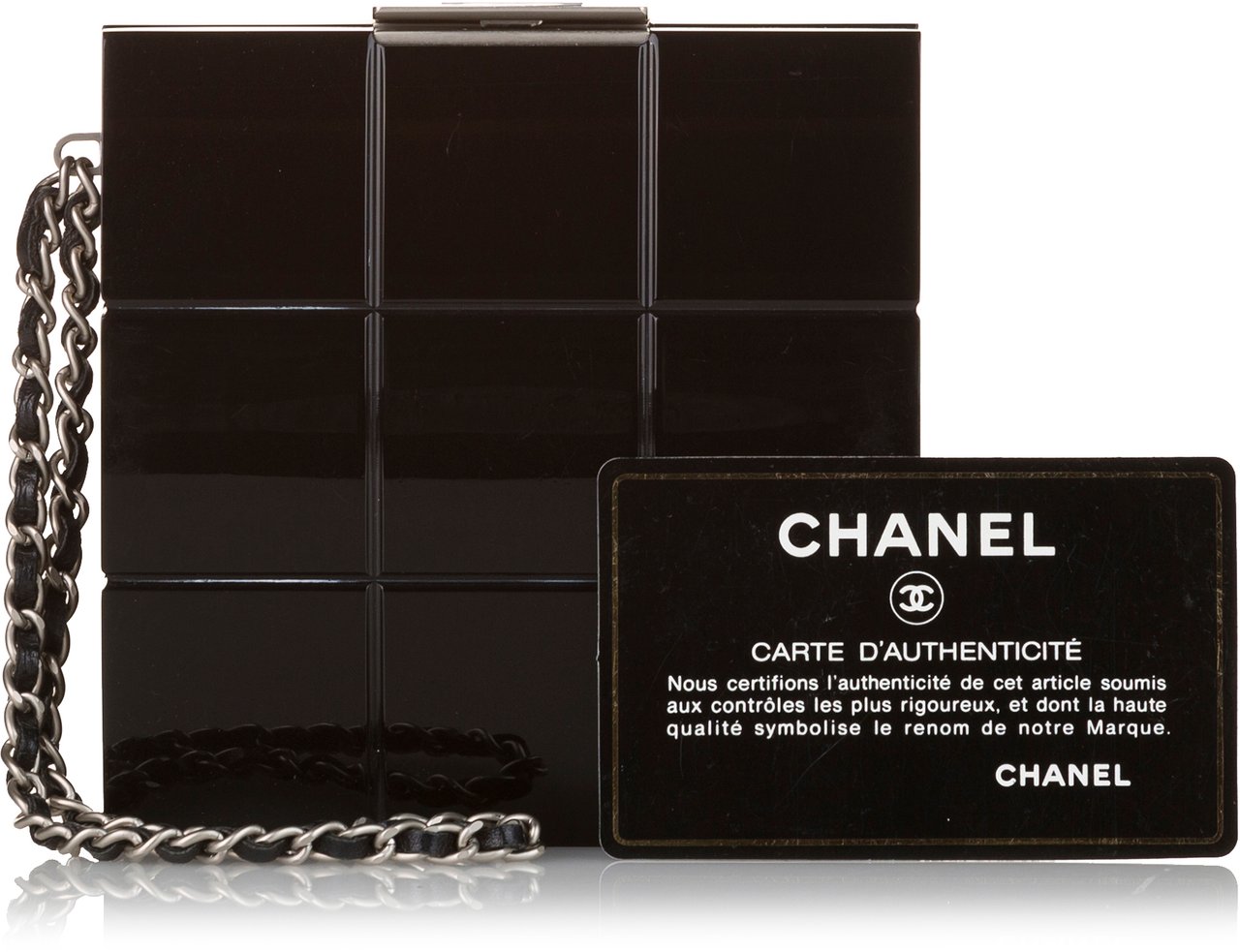 Chanel Choco Bar Lucite Perspex Clutch Zwart