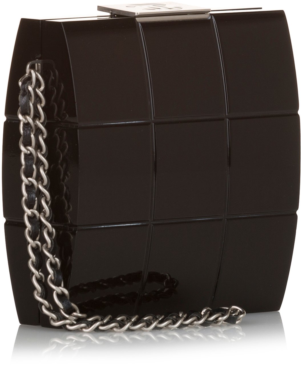 Chanel Choco Bar Lucite Perspex Clutch Zwart