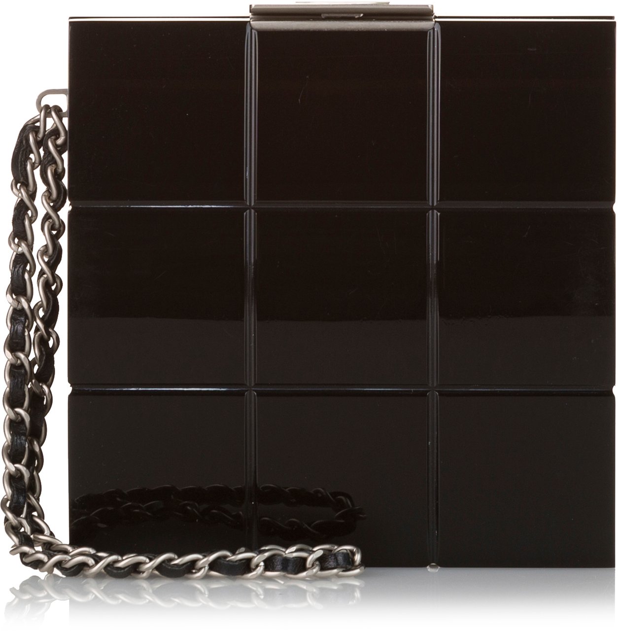 Chanel Choco Bar Lucite Perspex Clutch Zwart