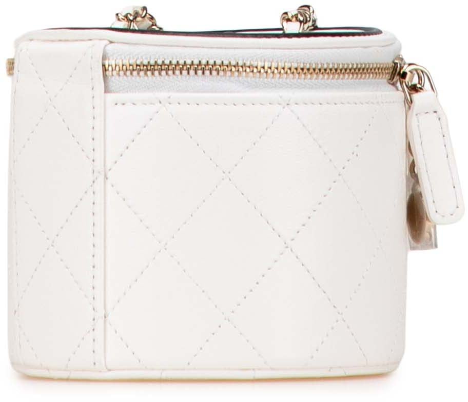 Chanel Quilted Lambskin Leather Chain and Charm Vanity Case Wit