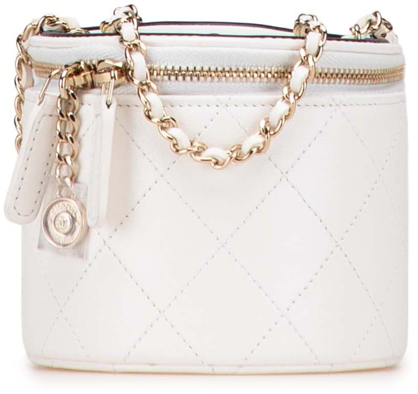 Chanel Quilted Lambskin Leather Chain and Charm Vanity Case Wit