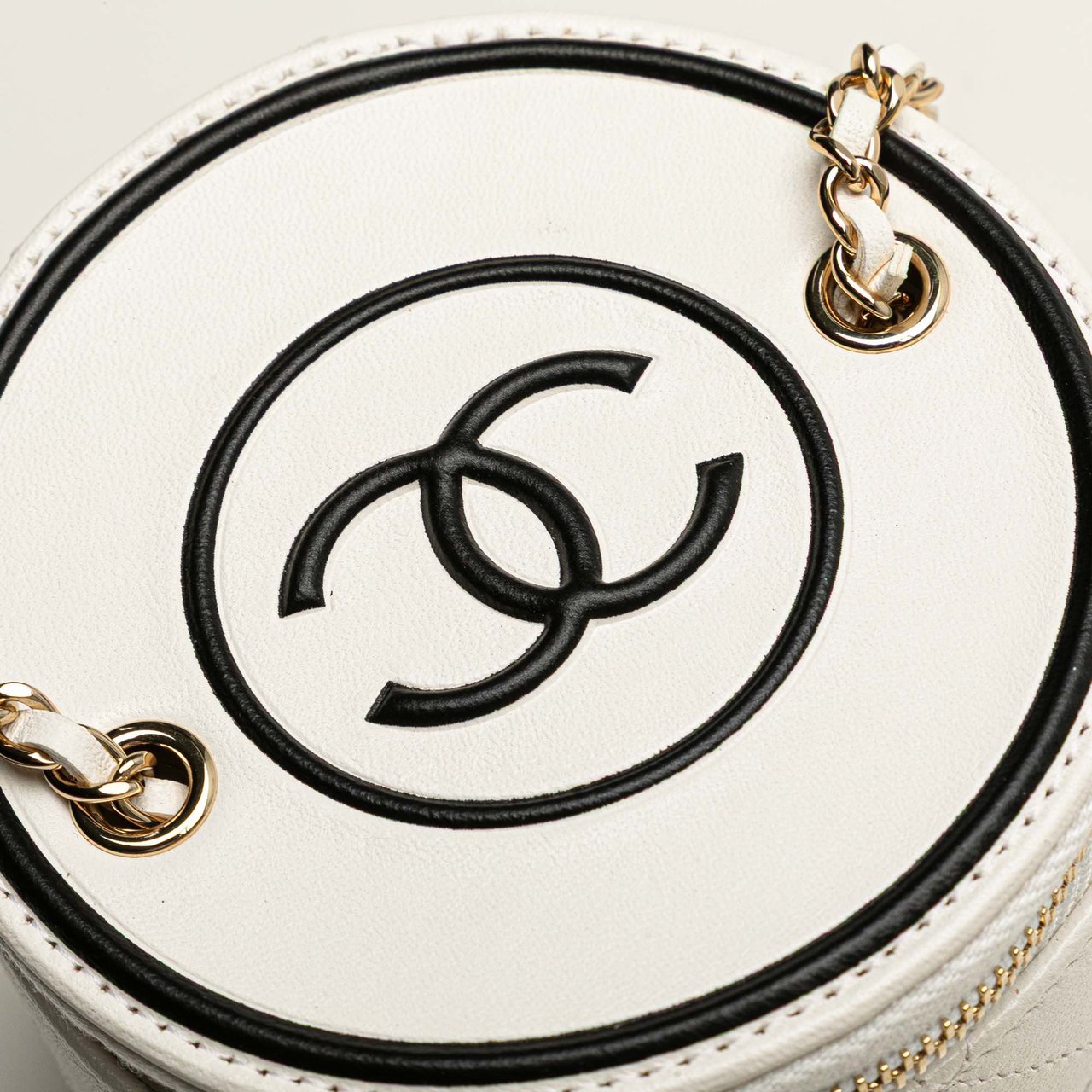 Chanel Quilted Lambskin Leather Chain and Charm Vanity Case Wit