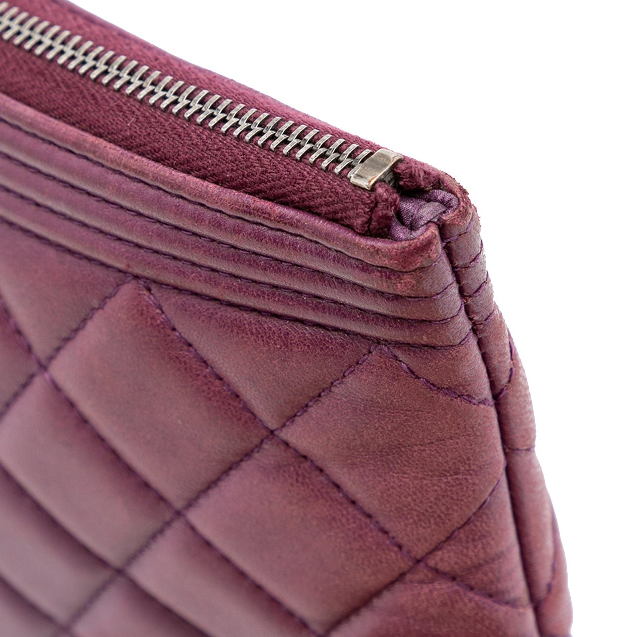 Chanel Medium Quilted Lambskin Boy O Case Clutch Paars