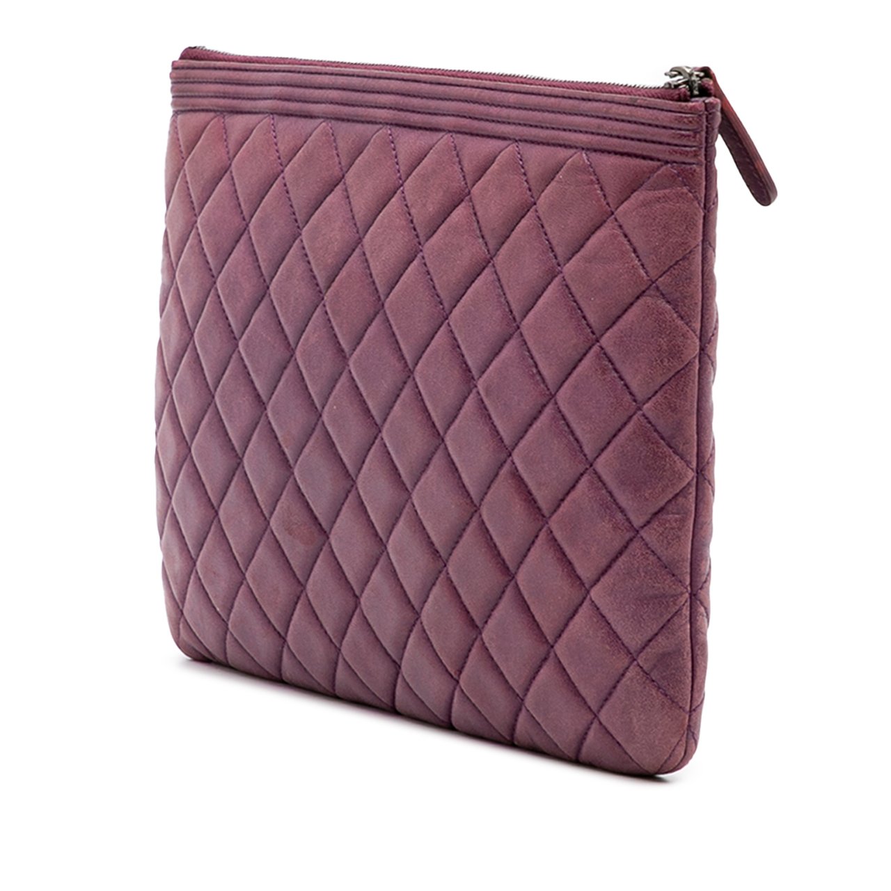 Chanel Medium Quilted Lambskin Boy O Case Clutch Paars