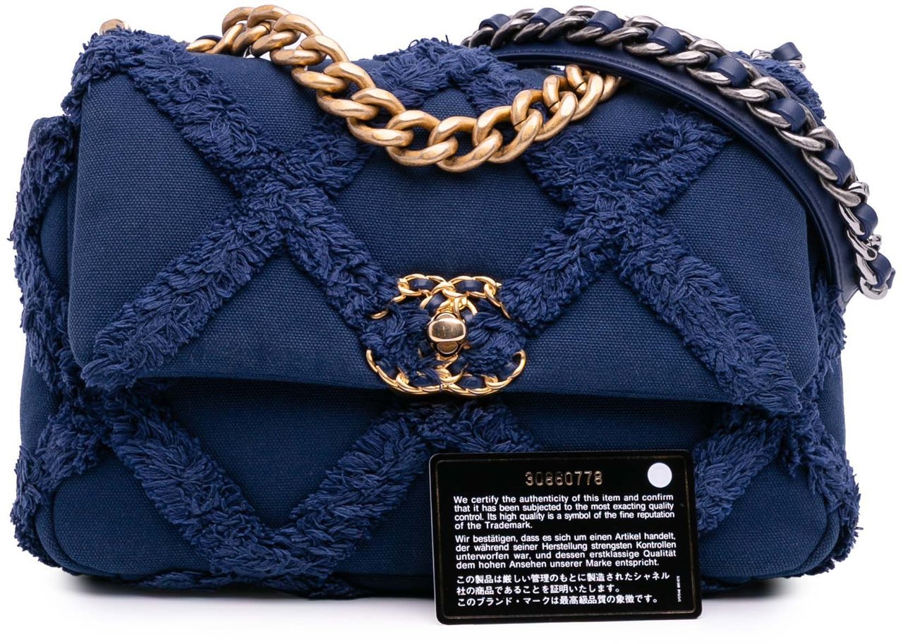 Chanel Medium Canvas and Cotton 19 Flap Blauw