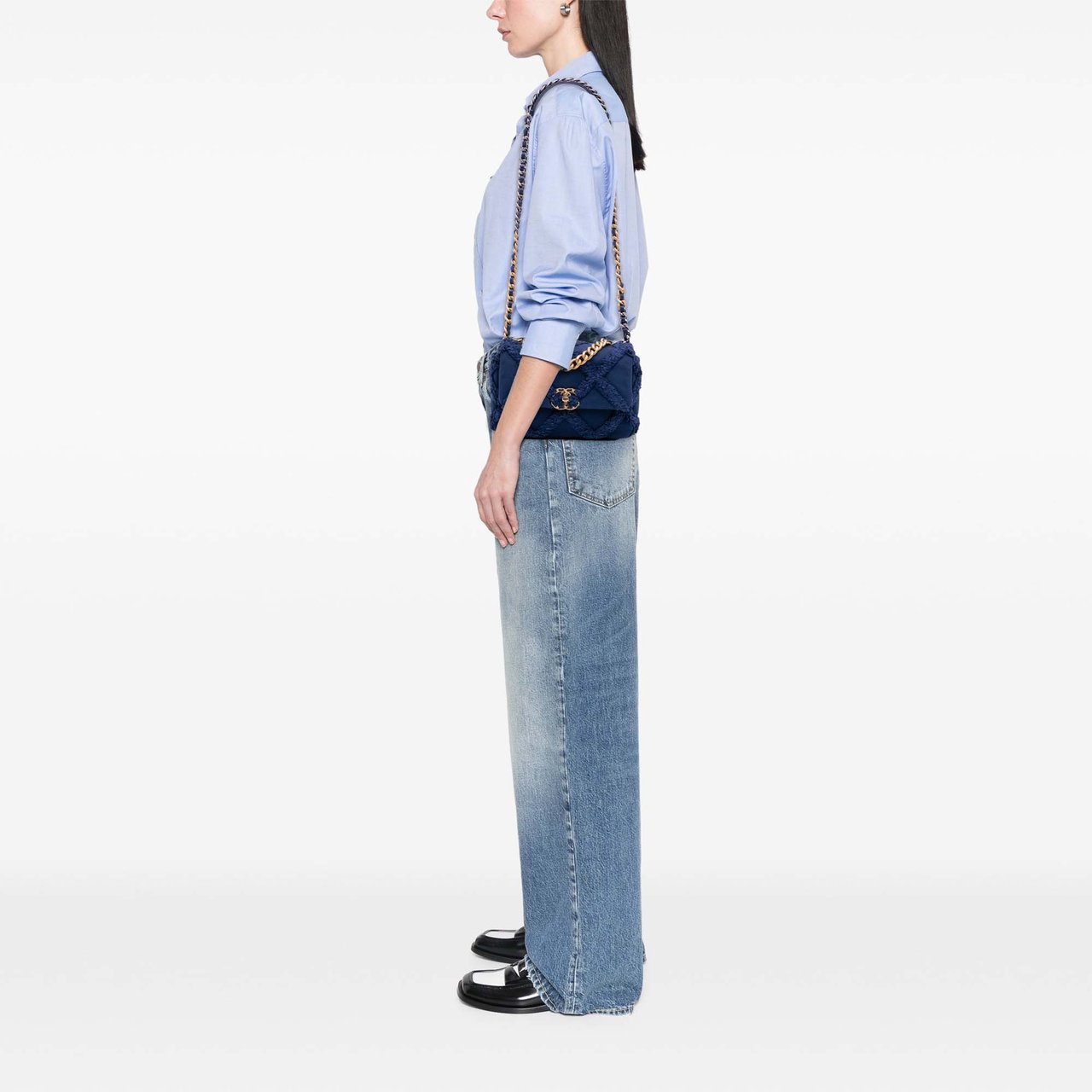 Chanel Medium Canvas and Cotton 19 Flap Blauw