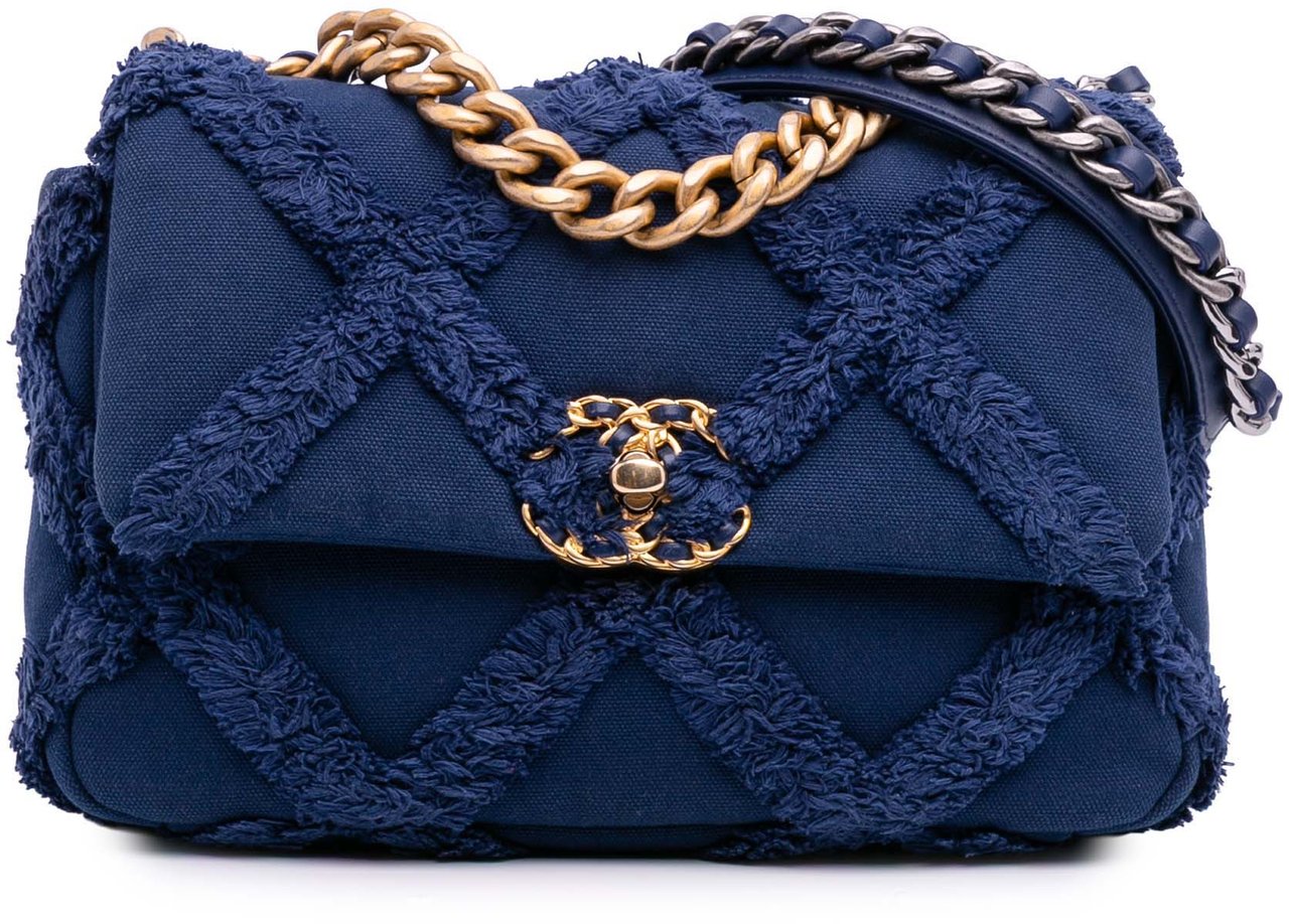 Chanel Medium Canvas and Cotton 19 Flap Blauw