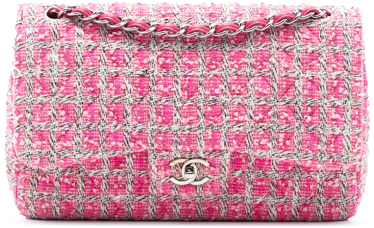 Chanel Jumbo Classic Tweed Double Flap Roze