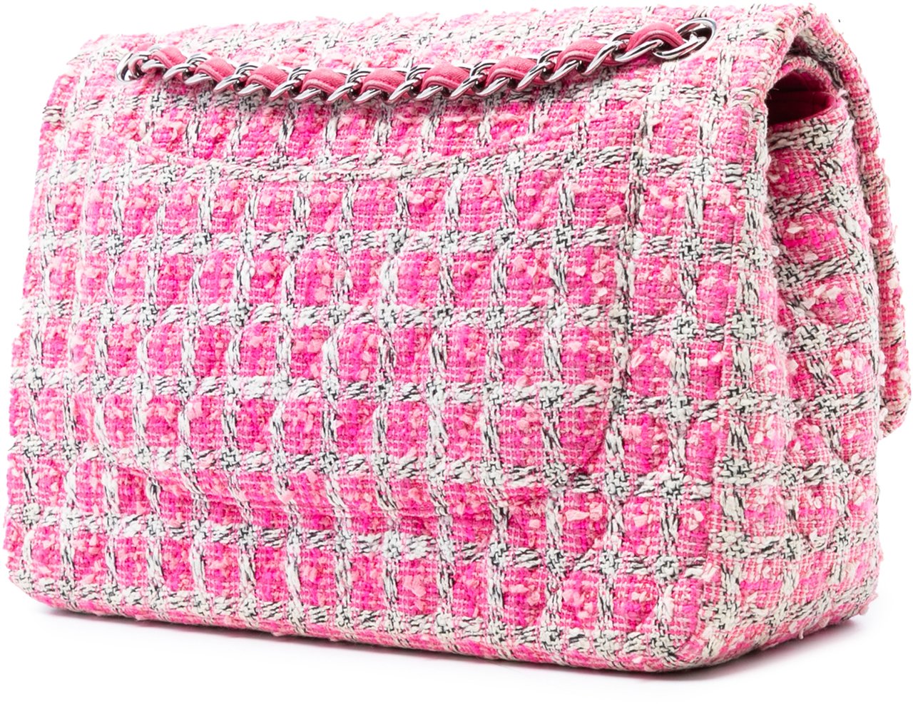 Chanel Jumbo Classic Tweed Double Flap Roze
