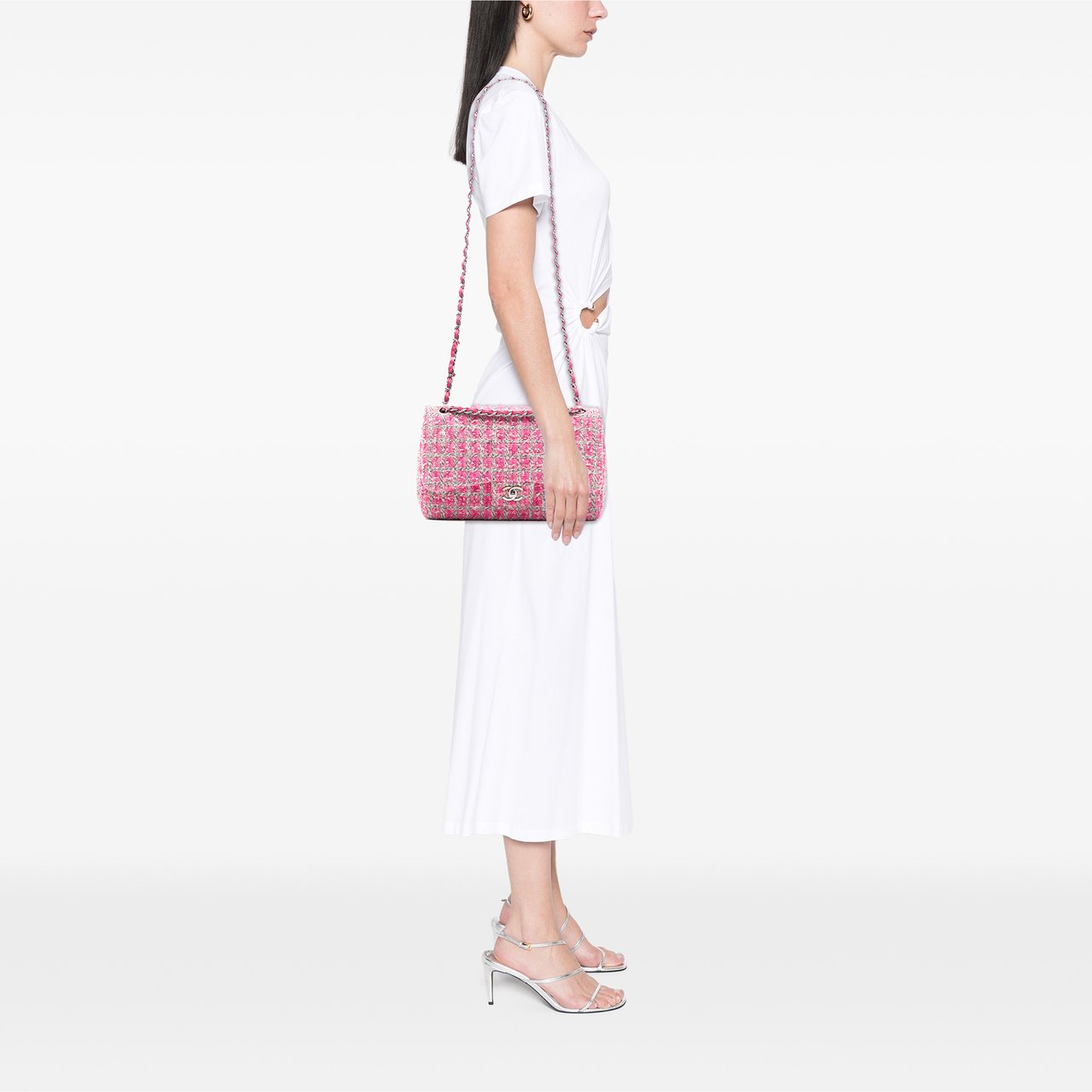 Chanel Jumbo Classic Tweed Double Flap Roze