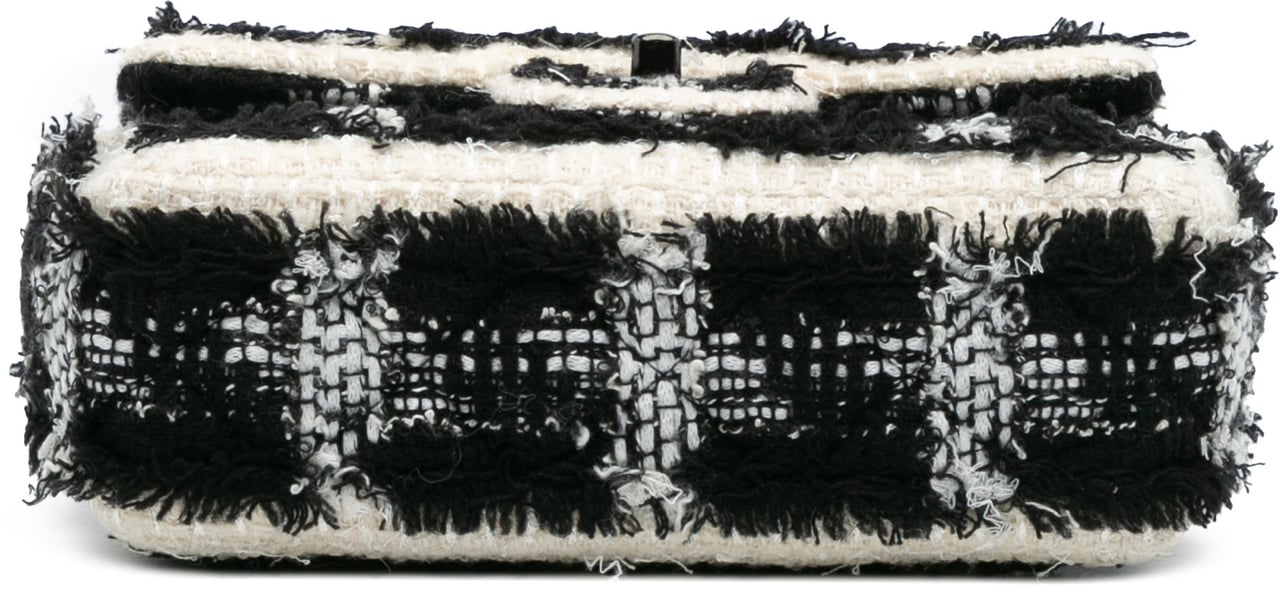 Chanel Mini Rectangular Classic Tweed Tartan Single Flap Zwart