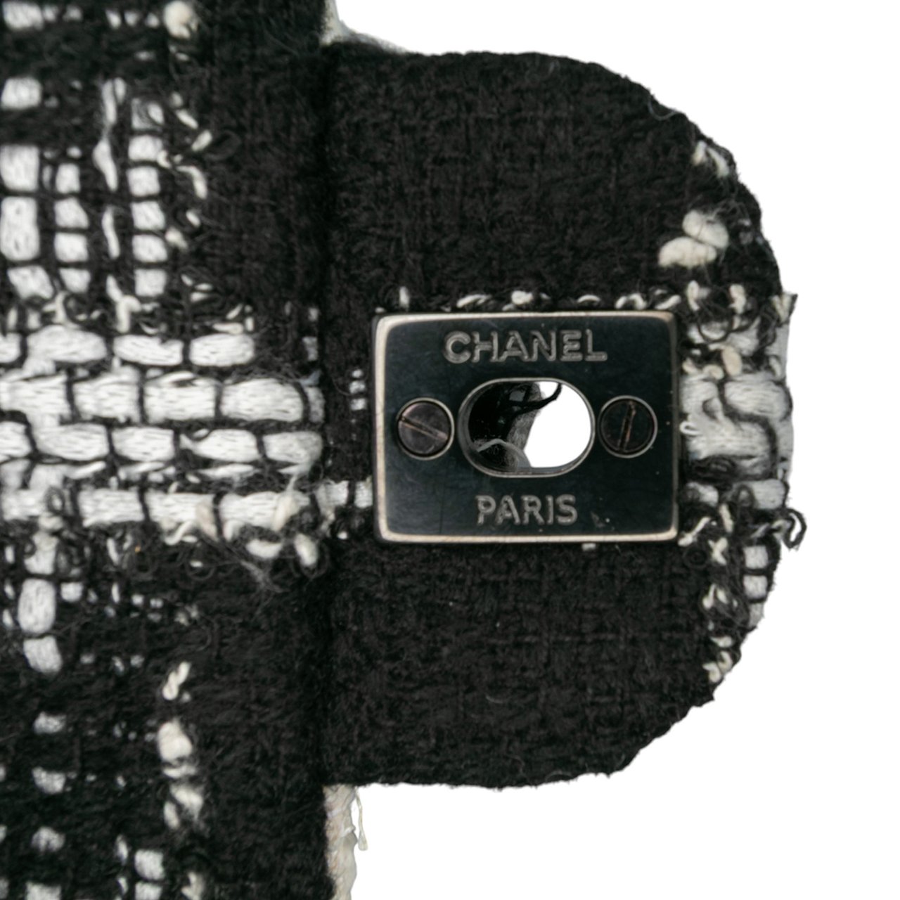 Chanel Mini Rectangular Classic Tweed Tartan Single Flap Zwart