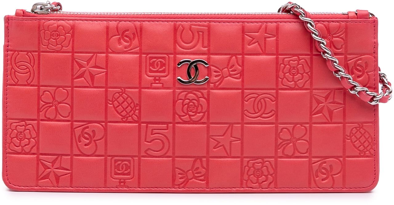 Chanel Lambskin Precious Symbols Pochette Roze