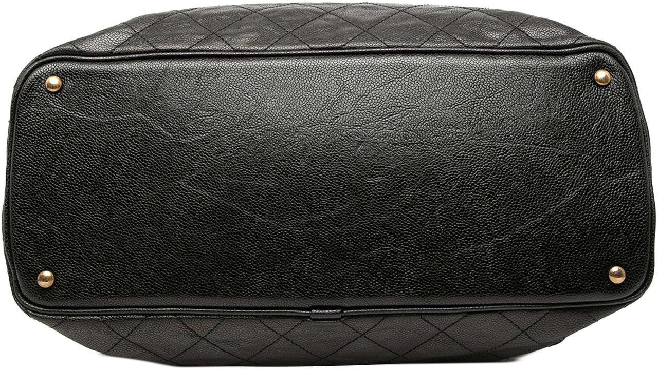 Chanel Quilted Glazed Caviar Frame Tote Zwart