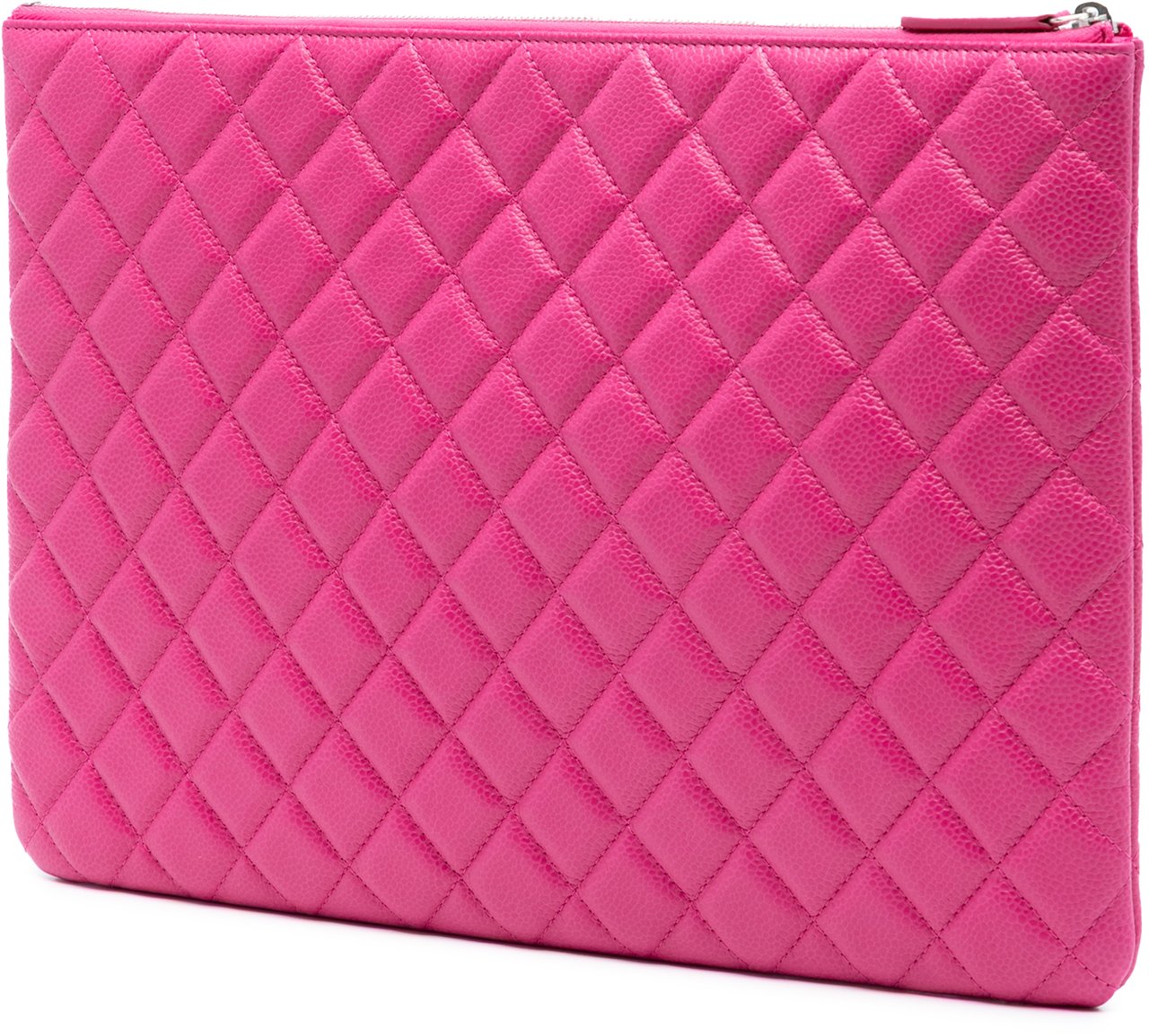 Chanel Large Quilted Caviar O Case Clutch Roze