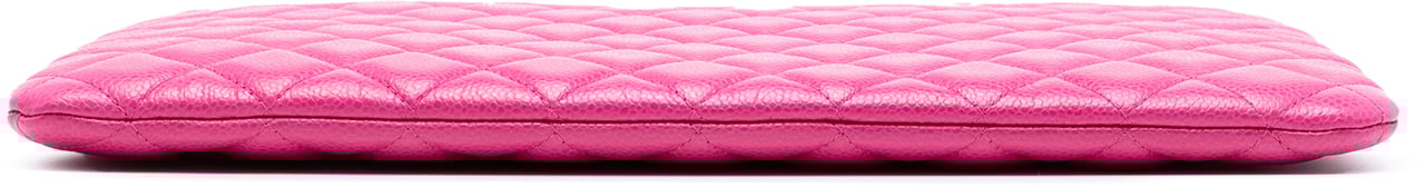Chanel Large Quilted Caviar O Case Clutch Roze