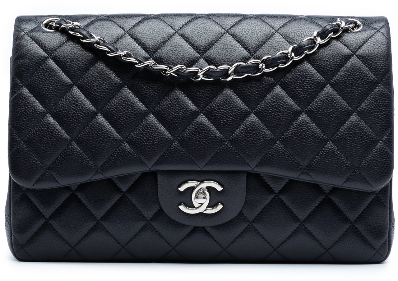 Chanel Jumbo Classic Caviar Double Flap Blauw