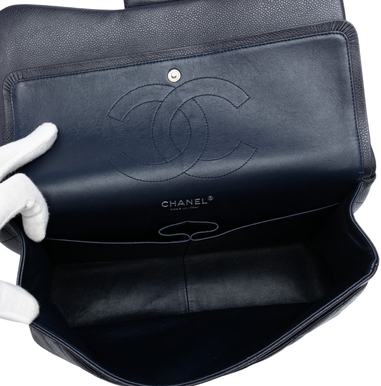 Chanel Jumbo Classic Caviar Double Flap Blauw