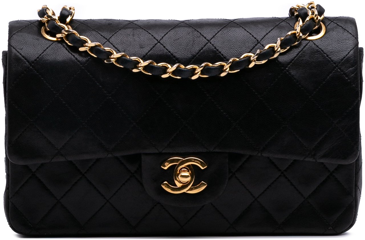 Chanel Small Classic Lambskin Double Flap Zwart