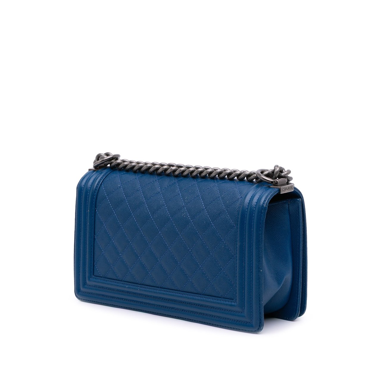 Chanel Old Medium Quilted Caviar Boy Flap Blauw