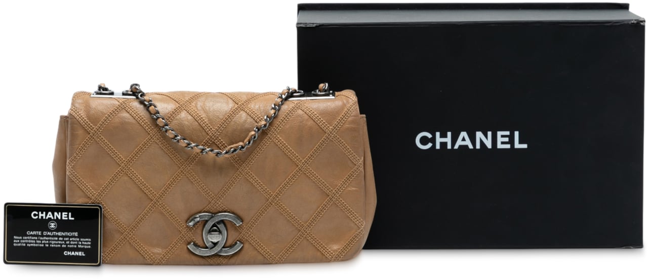 Chanel CC Aged Calfskin Diamond Stitch Flap Bruin