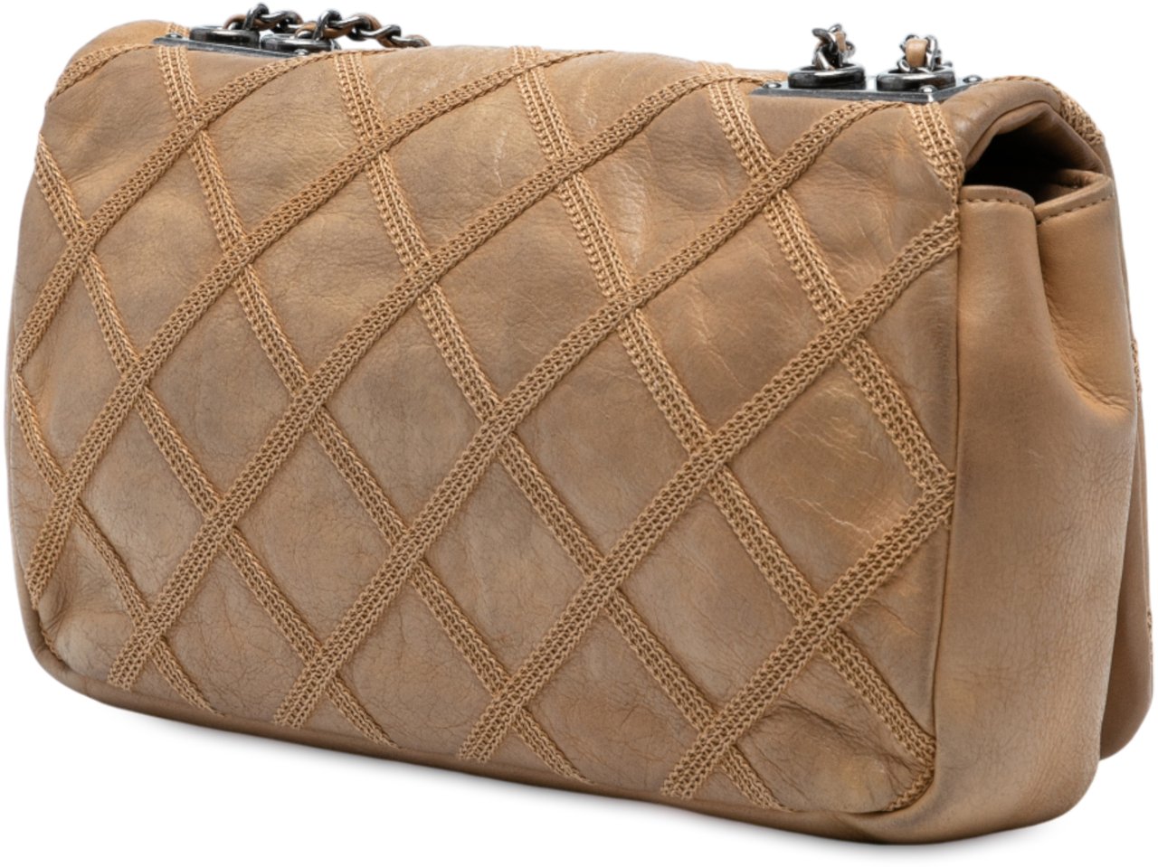 Chanel CC Aged Calfskin Diamond Stitch Flap Bruin